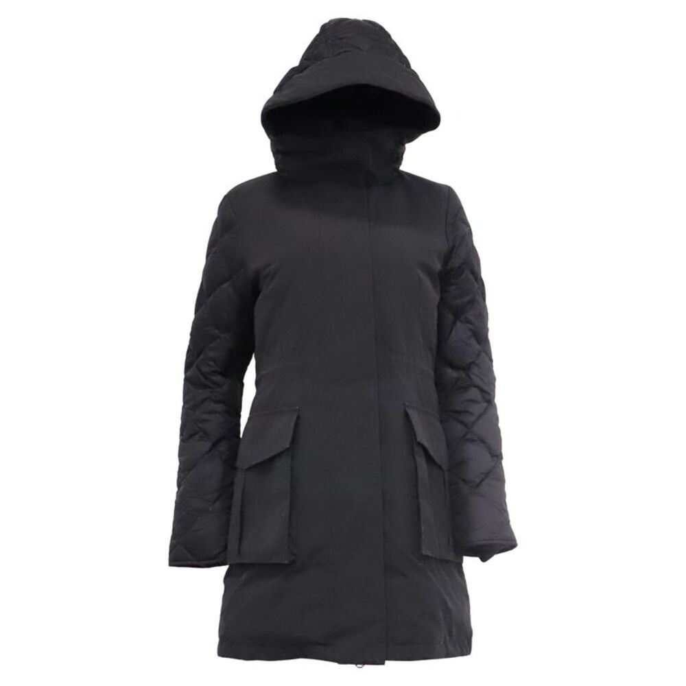 Canada Gooses Hooded Puffer Trench Coat in Black Polyester